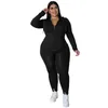 Frauen Trainingsanzüge Volle Hülse Frauen Plus Größe Set Mit Kapuze Zipper Mantel Lange Hosen Passenden Outfits Großhandel Dropshipping 24318