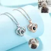 Customized Po Projection Necklace Personalized Women Zircon Heart Pendant Memories Jewelry 240313