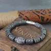 Link bransoletki stal nierdzewna runki koraliki męskie bransoletka Viking Rune Mash Charm Drewniane pudełko