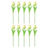 Dekorative Blumen Mini Tulip Dekoration Realistische künstliche Zweige für Home Wedding Decor Set von 10 Kunstblumenstielen mit PO -Requisiten