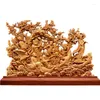 Decoratieve Beeldjes 33CM Thuja Hout Acht Onsterfelijken Sculptuur Decor Schotel Holle God Van Rijkdom Carving Lucky Gift Thuis