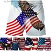 Mäns shorts 3D Tryckt U.S National Flag Pattern Board Shorts for Men Outdoor Quick Dry Sport Beach Shorts Casual Mens Swim Trunks Y240320