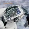 RM – montre-bracelet avec calendrier RM010, montre mécanique avec diamant arrière pour hommes, matériau en or blanc 18 carats, cadran creux