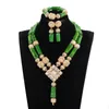 Halskette Ohrringe Set Luxus 2 Schichten afrikanische Perlen Schmucksets Koralle für Brautschmuck LC002