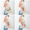 أكياس التسوق أزياء Lychee Life Ballet Girl Shopper Canvas Cloth Student Tote Handbag Resable Fight