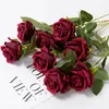 Flores decorativas buquê artificial rosa vermelha eucalipto folhas decoração de casamento peônia flor falsa para festa decoração de casa presente namorada