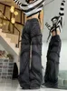 Женские джинсы 2023 Y2K Уличная одежда Выстиранные черные мешковатые джинсовые брюки для женщин Платья Прямые длинные брюки в стиле хип-хоп Lady Goth Ropa MujerC24318