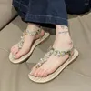 Sandálias Mulheres Cristal Flats Clip Tos Casual Sapatos Aconchegantes Caminhando Chinelos 2024 Verão Moda Vestido Flip Flops Mujer Slides