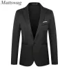 Jackor män smala passform formella koreanska blazers kostymer enkel knapp avslappnad daglig herrekläder trend prom party bröllop scen designer kostymer