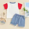 Ensembles de vêtements pour bébés garçons, vêtements avec lettres, t-shirt à manches courtes, haut et short, ensemble 2 pièces, tenue d'été mignonne