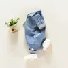 Diimuu baby barn pojkar kläder småbarn overaller denim byxor mode barn avslappnade jumpsuits långärmade byxor 240318