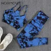 Survêtements pour femmes NORMOV Tie Dyeing Gym Set Sans Couture Femmes Sports Set Augmente Gym Set Femmes Taille Haute Entraînement Ensemble Survêtement Débardeur 24318