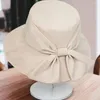 Berets Summer Bow Tie Fisherman Hat 2024 Wide Large Brim Outdoor Beach Sun Cap Fashion UV Proof Protection Women Bucket