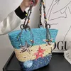 New Handmade Embroidered Starfish Grass Woven Bag Beaded Woven Women's Bag Shoulder Bag 240318