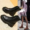 HBP Небрендовые женские ботильоны на платформе Модные женские ботинки Туфли из искусственной кожи размера плюс 43 Женская обувь на толстой подошве со шнуровкой