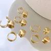 Серьги-кольца из настоящего золота 18 карат с сердцем, чистое AU750, простой стиль для женщин, ювелирные украшения, подарок
