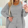 Survêtements pour femmes nouveau pyjama élastique ensemble de sport haut court + pantalon Long + manteau 3 pièces costume doux Homewear pyjamas S-3XL 24318