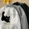 Herrtröjor tröjor överdimensionerade hoodie tunt vit valf kontroller hoodies överdimensionerade roliga katttryck 5xl man casual wear hoody manlig tröja 24318