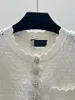 3061 2024春夏同じスタイルのセーターピンクホワイトショートスリーブクルー首の女性服高品質の女性shun