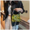 Drawstring Shine Evening Clutches Handbags And Purses Bucket Shoulder Metal Tassel Sequin Dinner Bag Handheld Crossbody Bags For Womens