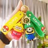 Klasik Süper Mary 3d Bebek Araba Keychain Kawaii Cartoon Frog Pudding Dog Penguin Kadın Çanta Kolye Kilit Zinciri Hediye