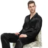 Conjunto de pijamas de cetim de seda masculino conjunto de pijamas loungewear S ~ 4XL 240313