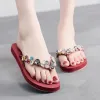 Slippers Slippers Chaussures pour femmes Sandales d'été Femme Flip Flip Flip flop à l'extérieur Zapatos de Mujer Shining Rhinestone Ladies chaussures HH727