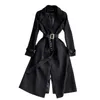 Damespakken Franse Hepburn-stijl Lange blazerjurk Pak met volledige mouwen Kraagtailleband Slanke split A-lijn Trenchcoat Elegante bovenkleding