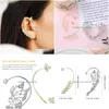 Colliers pendentif charme 2 paires femmes clips d'oreille sans piercing strass papillon manchette autour de fausses boucles d'oreilles bijoux cadeau livraison directe Dhqxw