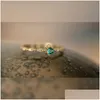 Bague Solitaire 925 Sterling Sier Mode Queue Femmes Placage Or 14K Conception Simple Incrusté Émeraudes Bijoux Accessoires2544148 Drop Del Dhhji