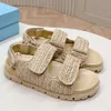 Kadın moda düz sandalet tasarımcısı espadrilles terlikleri deri platform yaz plajı sandalet gündelik ayakkabılar kutu 541