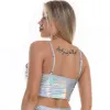 Üstler Seksi Yansıtıcı Braliette Crop Top Women Yaz Holografik Cami Üst Sırtsız Ayarlanabilir Kayış Tank Top Camis Clubwear