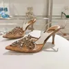 Rene Caovilla Sandals Women 7,5 см высотой роскошные дизайнерские обувь кружевная сетчатая хрустальная украшение вечеринка мода свадебная обувь