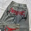 Streetwear Baggy Jeans Y2K Hip Hop Retro Tasche Schwarze Hose Herren Punk Rock Hohe Taille Breite Bein Hose 240311