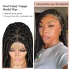 Synthetic Wigs Viyskur 36 Triangle Knotless Box Braided Wigs for Women Box Braided Full Lace Front Wig with Baby Hair Cornrow Braids Wig 240329