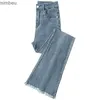 Jeans da donna Donna Cotone Bordo elastico Micro Jeans svasati Primavera Vita alta Slim Fit Hip Liftin Pantaloni svasati a gamba dritta lavati C24318