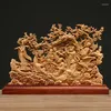 Figurines décoratives en bois de Thuja, 33CM, Sculpture de huit immortels, plat creux, dieu de la richesse, Sculpture, cadeau porte-bonheur pour la maison