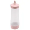 Set di stoviglie Bottiglia da spremere Accessori da cucina Barca Salsa di plastica Aceto Olio Ketchup Ampolla Dispenser per condimenti Rosa trasparente