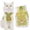 Trajes de gato camisas para gatos pequeno cão menina vestido frutas esquilo padrão pet camisa vestido de verão impresso princesa saia roupas