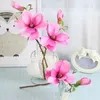 Fleurs décoratives 5 pièces fleur de Magnolia artificielle Bouquet de mariage de mariée pour PartyOffice jardin décor anniversaire piscine fête