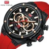 MINI FOCUS Sports Reloj de hombre multifuncional con anillo de fibra de carbono de cuarzo resistente al agua 0468G