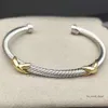 Designer Modeschmuck Twisted X Armband Gold Charm Splitter 925 Sterling Silber Armbänder Geflochtenes Kreuz Armreif Diamant Zirkon Luxus Geburtstagsgeschenk für Frauen 655