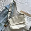 Bolsa mensageiro de lazer coreana simples estilo literário bolsa de ombro de lona moda versátil bolsa feminina 240315