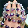 Bracelets à maillons en Fluorite naturelle de forme libre pour femmes, 1 pièce, tendance, guérison Reiki, élastique, Yoga, énergie, bijoux cadeau