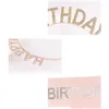 Party Decoration Happy Birthday Sash for Girl Kids Rose Gold Butterfly Satin Sashes Crystal Pannband Barnårsdagens huvudbonadedekor