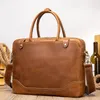 Carteiras maleta de couro genuíno bolsa de ombro pastas moda masculina bolsas de couro portátil 14 Polegada pc computador luxo