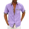 Camicie casual da uomo Camicia formale scozzese a maniche corte estiva Camicia formale con colletto rovesciato per camicetta da uomo