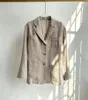 女性スーツ女性リネンファッションブレザージャケット/同じスタイルのリネンパンツ2024秋