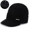 Ball Caps Men Winter Knitted Hat Plush Outdoor Cycling Ear Protection Warmth Peaked Cap Earmuff Casual Fashion Faux Fur Lined Bomber Hats