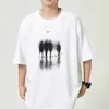 メンズTシャツHIPHOPレトロアメリカンロックショートスリーフTシャツの夏の抽象的なポートレートプリントタトゥカジュアルストリートコットントップメンズ衣類J240316